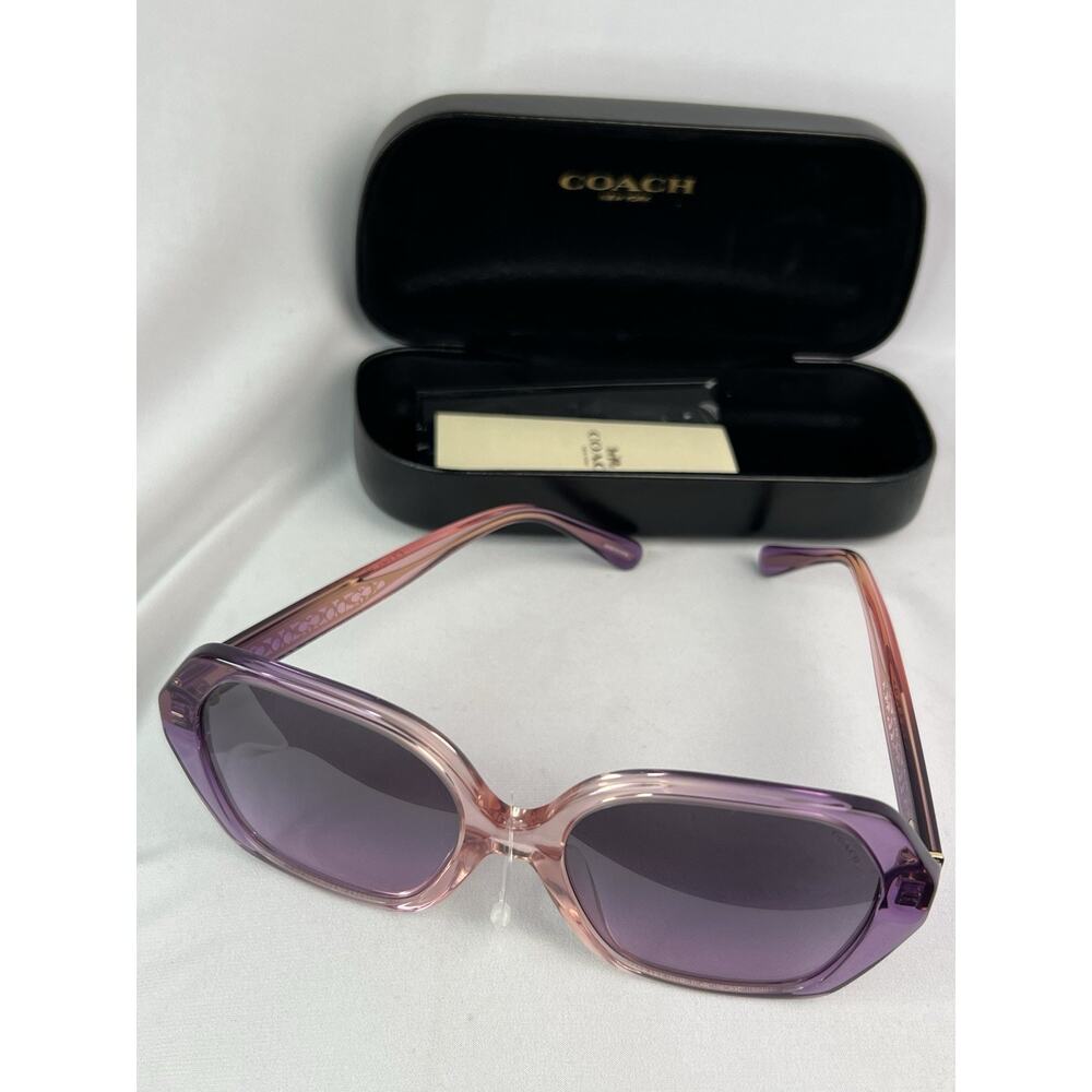 Coach Lucille Square Sunglasses Burgundy Purple Gradient HC8396F CR962 NWT Case - Picture 5 of 12